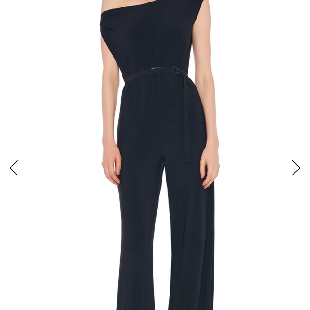 Norma Kamali drop shoulder black jumpsuit